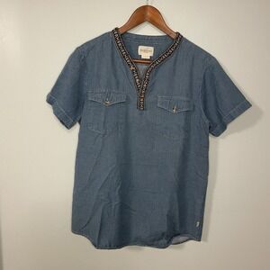 OBEY Propaganda Woman‎ Size S Aztec Embroidered Denim Pockets